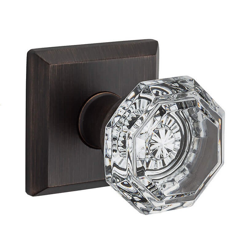 Crystal Octagon Amber Door Knob Set With Beaded Oval Back Plate – Copper  Mountain Hardware