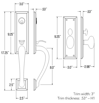 Baldwin M502 Cody Full Dummy Mortise Lever Handleset | Buy a M502.RLFD ...