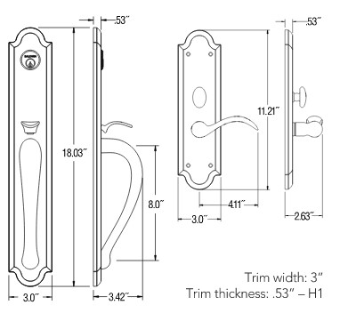 Boulder Full Escutcheon Trim Only Lever Handleset | Buy a M514.LRENT ...